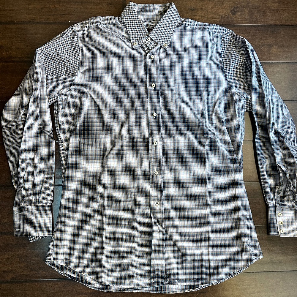 Robert Talbott Estate Trim Fit Long Sleeve Button Down Check Shirt Sz L